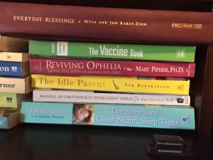 everyday blessings, the vaccine book, reviving ophelia, the idle parent, raising an emotionally intelligent child, the sleep lady's good night, sleep tight