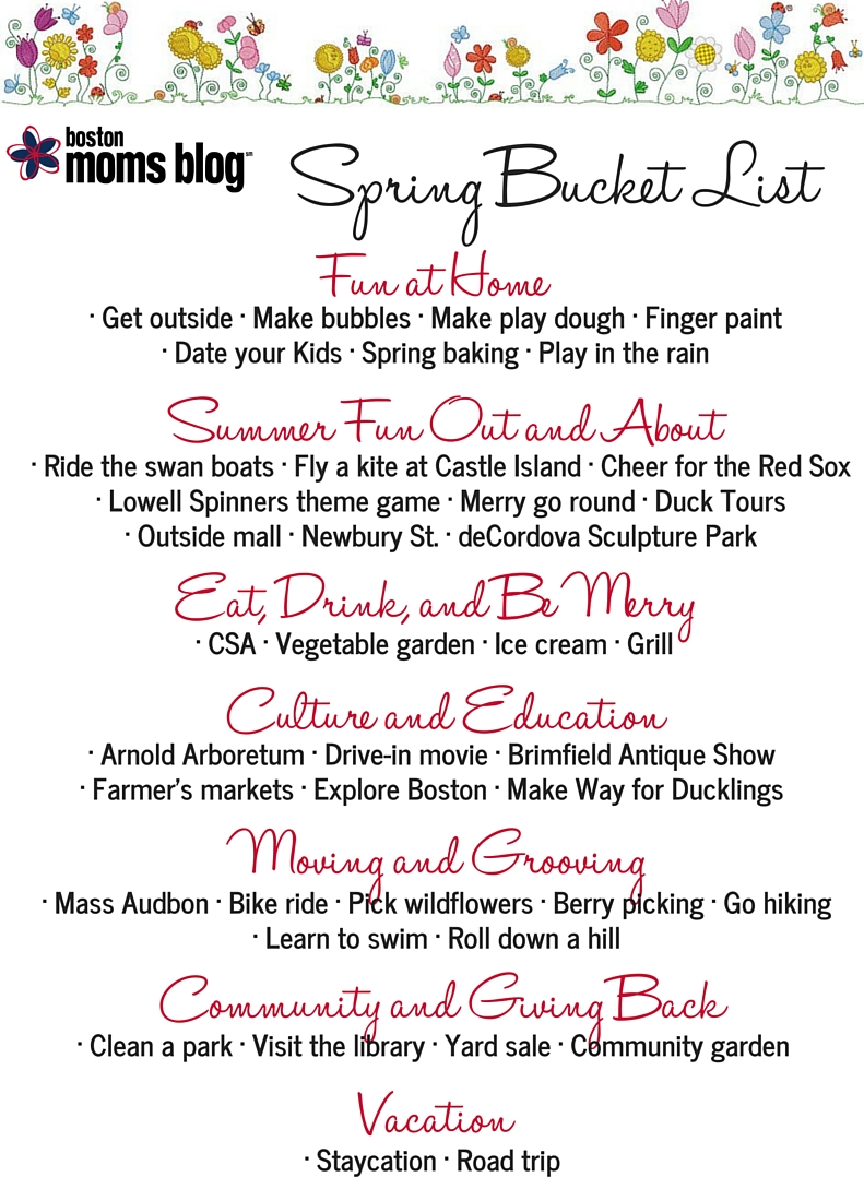 Spring Bucket List - Boston Moms Blog