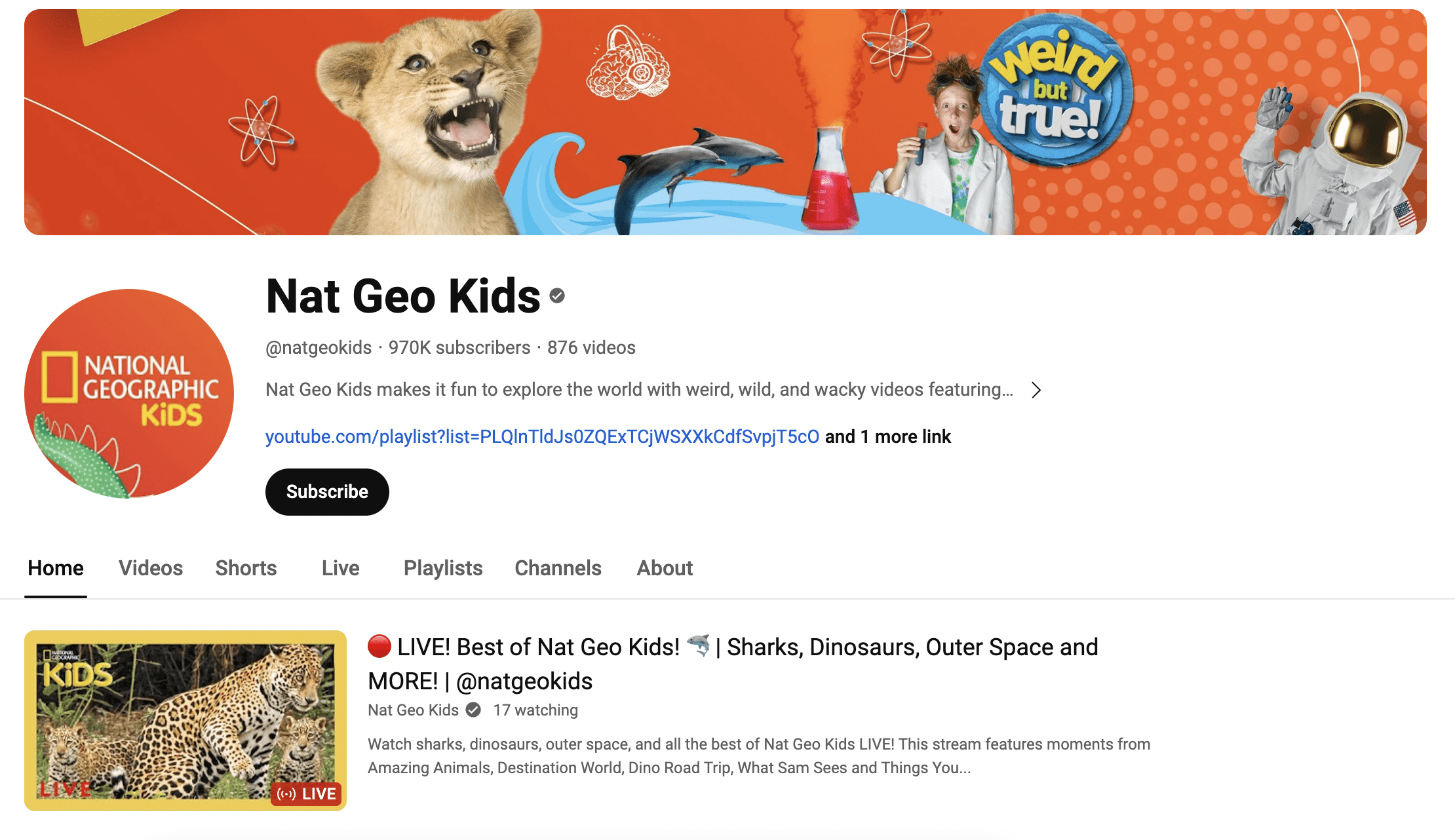 National Geographic YouTube channel for kids