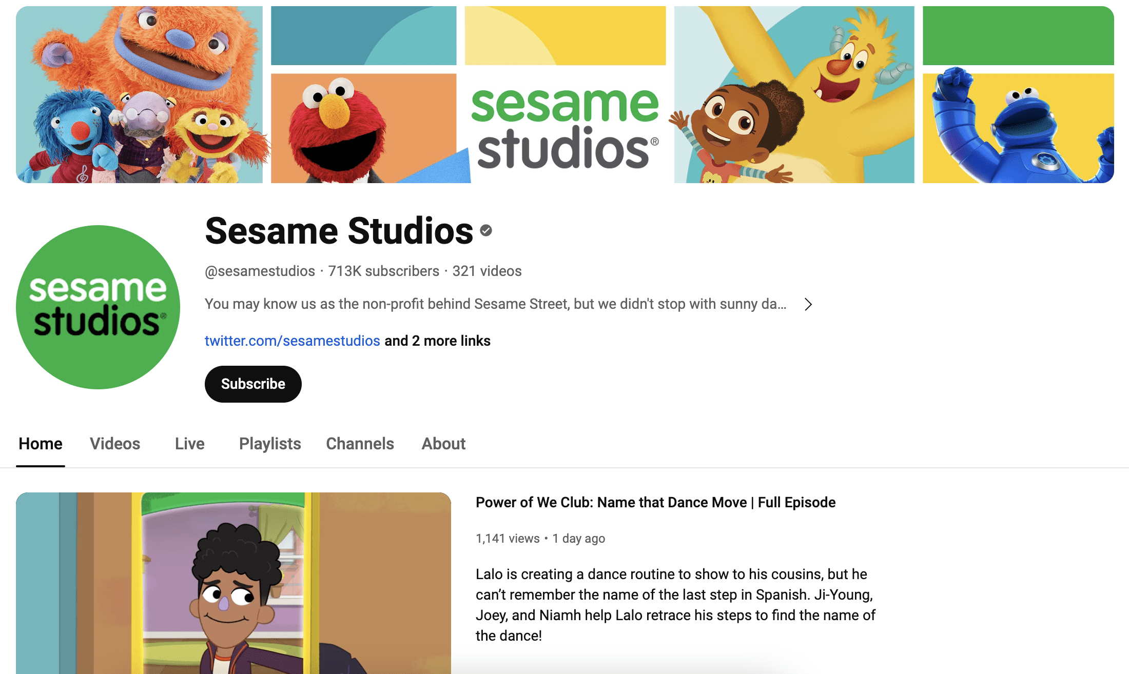 Sesame Studios YouTube channel for kids