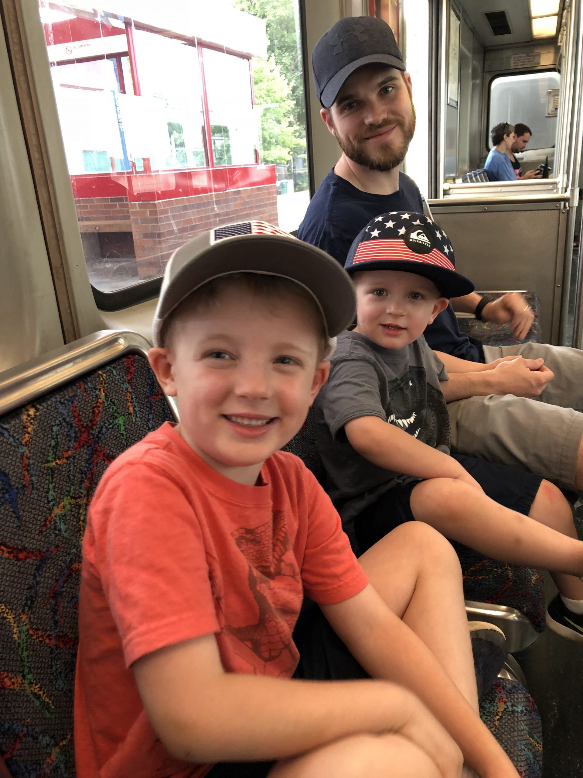 kids on train