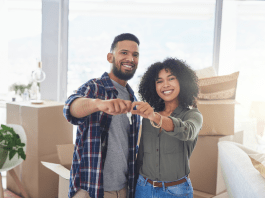 couple after buying first home