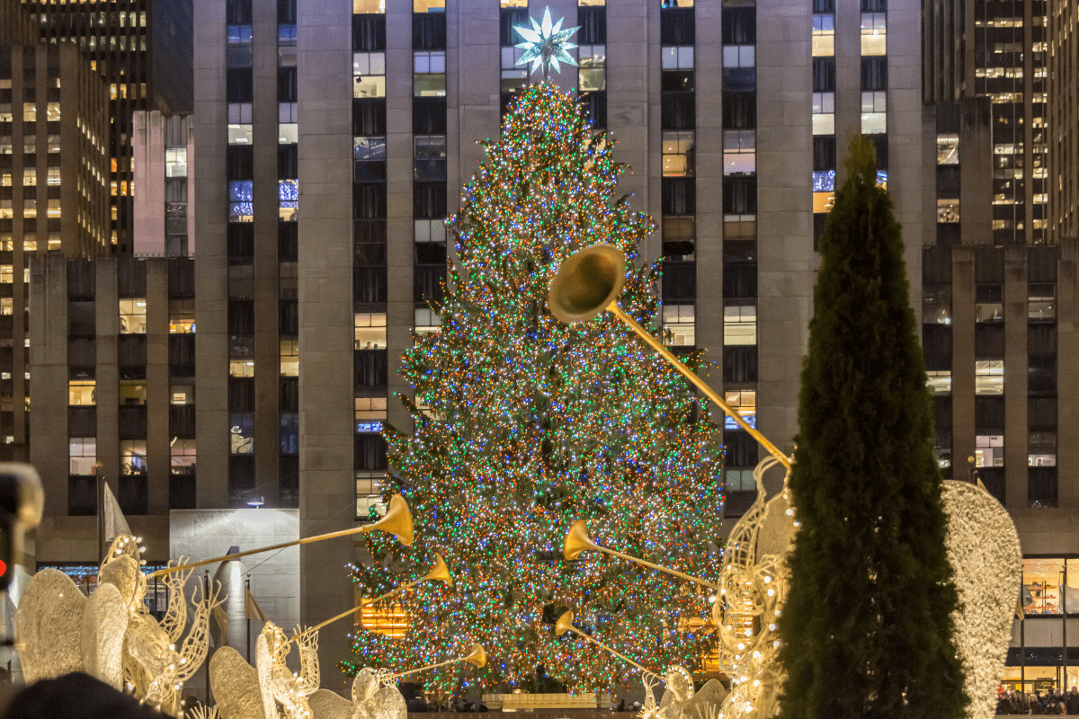 holiday Christmas tree at Rockefeller Center in New York City (NYC with kids for the holidays)