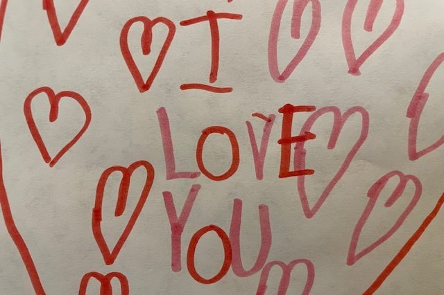 Valentine's Day card made by a child (Valentine's Day for single mom/solo parent)