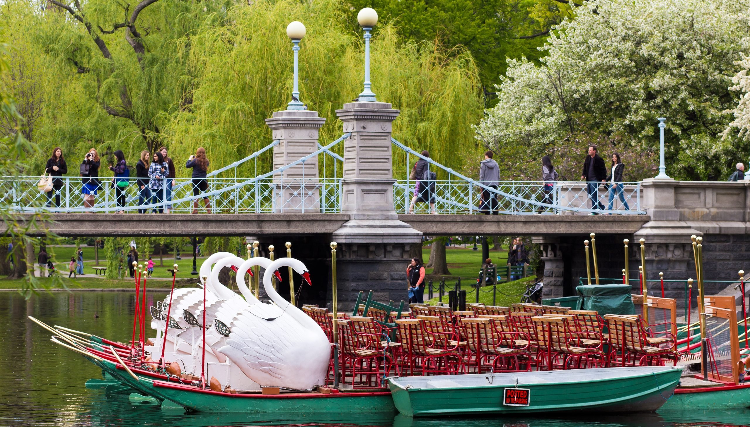 swan boats in Boston Public Garden (family activities for April vacation week)